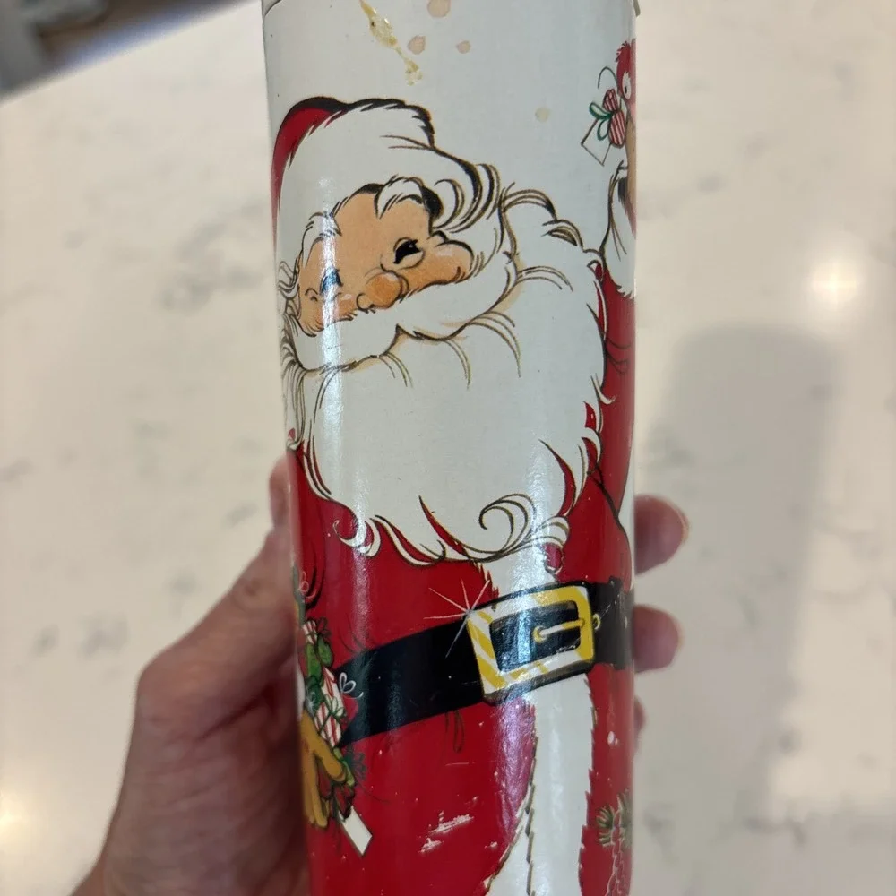 VTG Match Holder Cardboard Tube With Merry Christmas Santa & Forest Animals 12